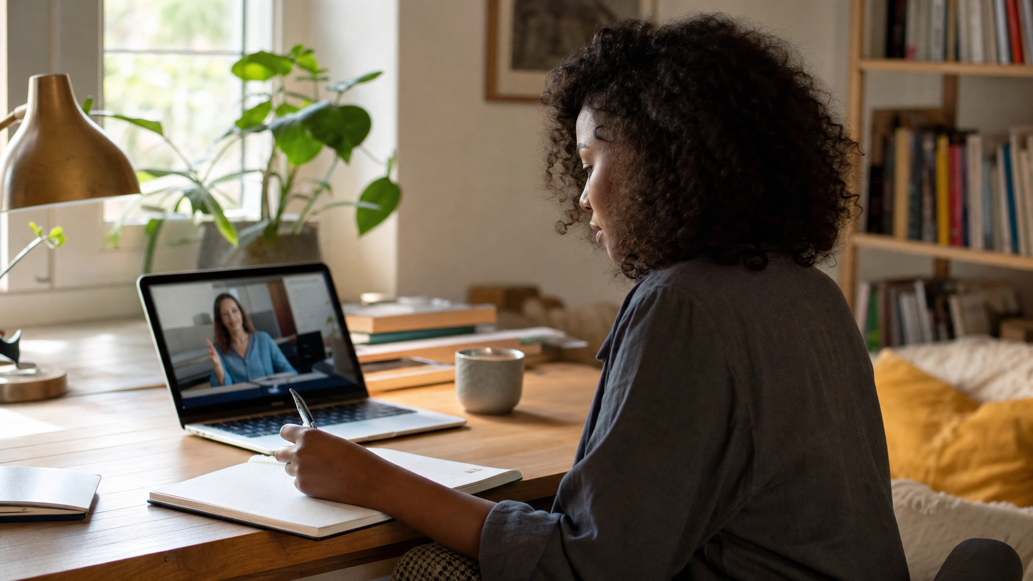 Personne suivant une formation community manager sur ordinateur portable avec tableaux de bord de réseaux sociaux