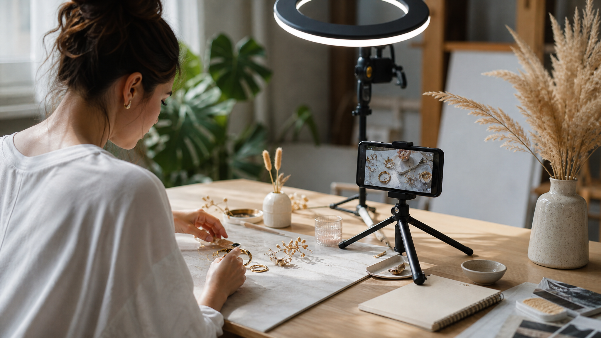 Personne suivant une formation Instagram sur ordinateur portable avec aperçu d'un feed et de statistiques de réseaux sociaux