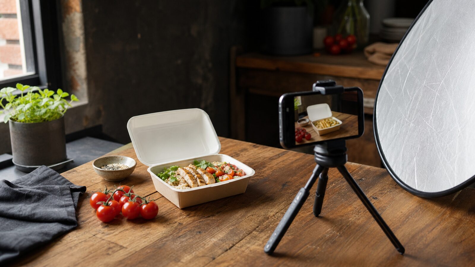 Photographier un plat à emporter avec un téléphone